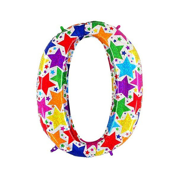 'Globo Foil de Número 0 de 100 Centímetros Holográfico Multicolor