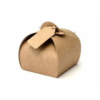 Caja de Papel Kraft 10 Unidades con Etiqueta de 6 x 6 x 5,5 Centímetros