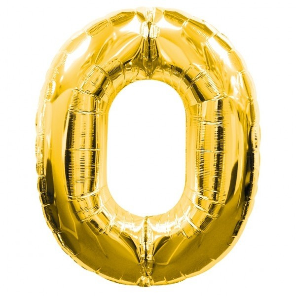 'Globo Foil de Número 0 de 86 Centímetros de color Oro