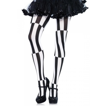 Pantis Opacos a Rayas de color Blanco y Negro para Adulto